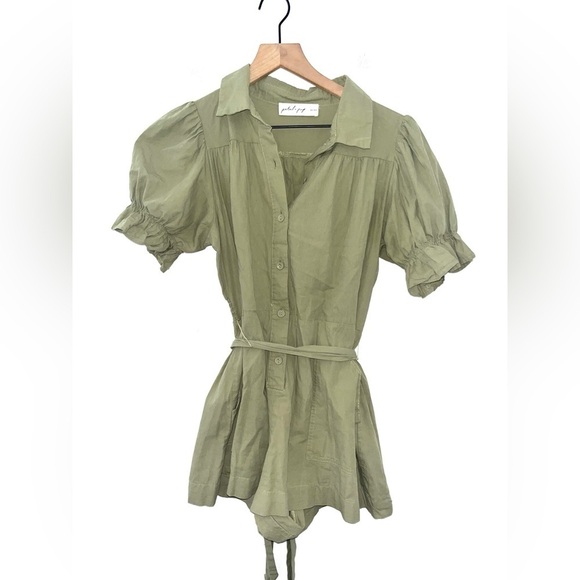Petal & Pup Riley Waist Tie Romper in Olive Size Small - Picture 3 of 12
